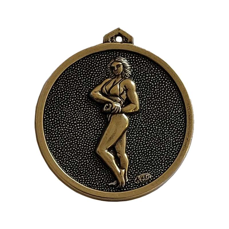 266 FEMALE BODY BUILDING BRASS MEDAL 56MM