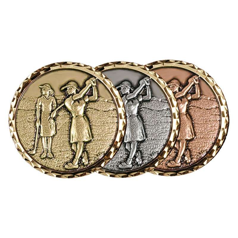 372 FEMALE GOLF BRASS MEDAL 60MM