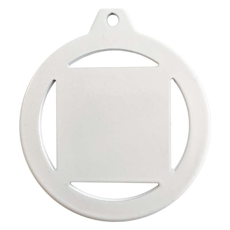 SQUARE CUT WHITE PRINT MEDAL 70MM