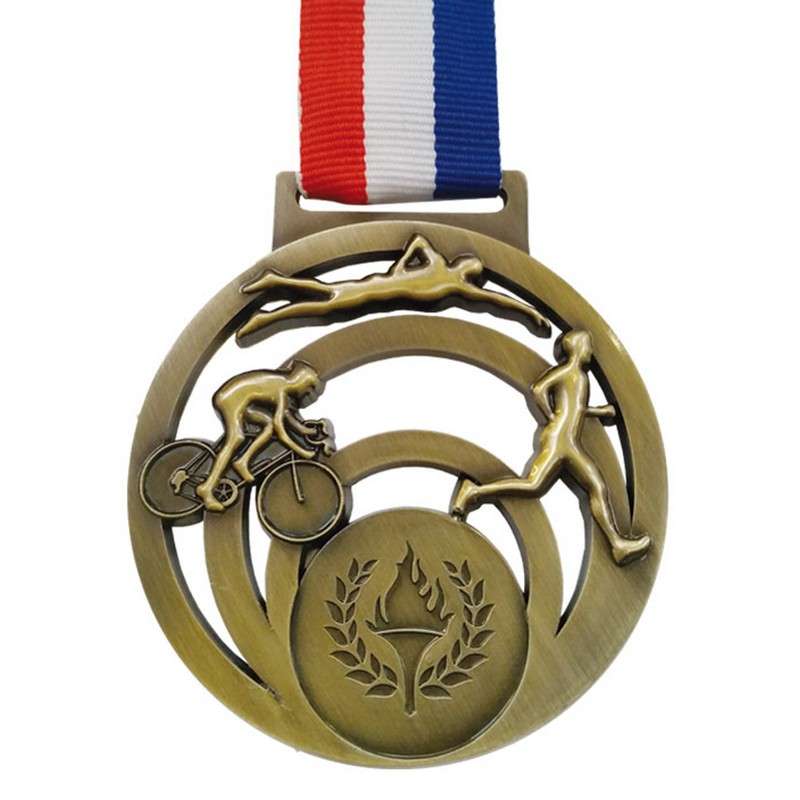 TRIATHLON MEDAL WITH RIBBON / 25MM HOLDER 60MM GOLD
