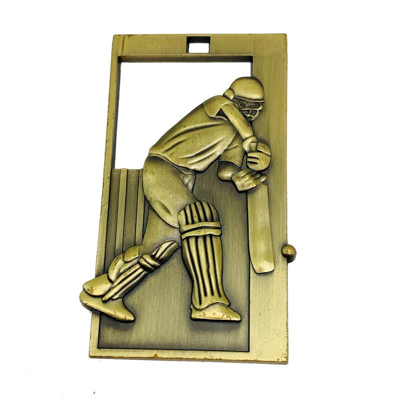 RECTANGLE CRICKET MEDAL 65MM
