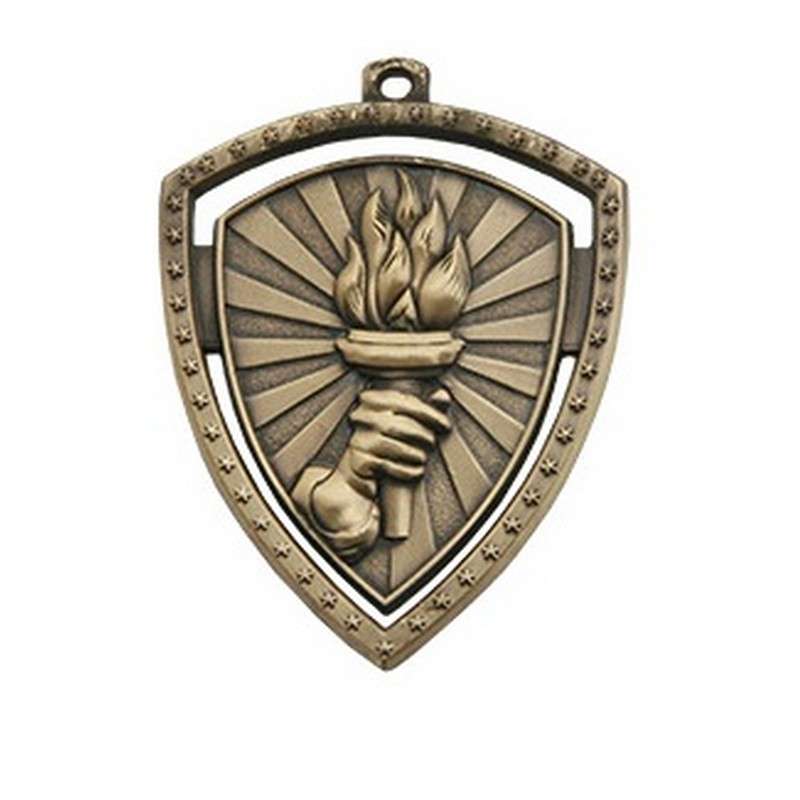 SHIELD VICTORY TORCH MEDAL 60MM
