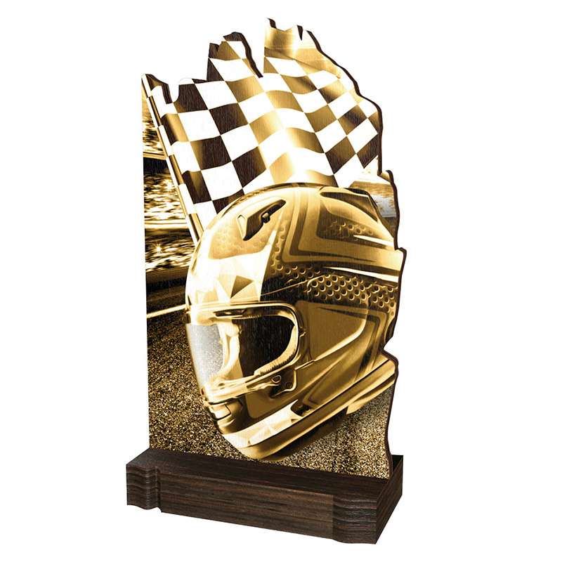 HELMET WOOD ABSTRACT TROPHY
