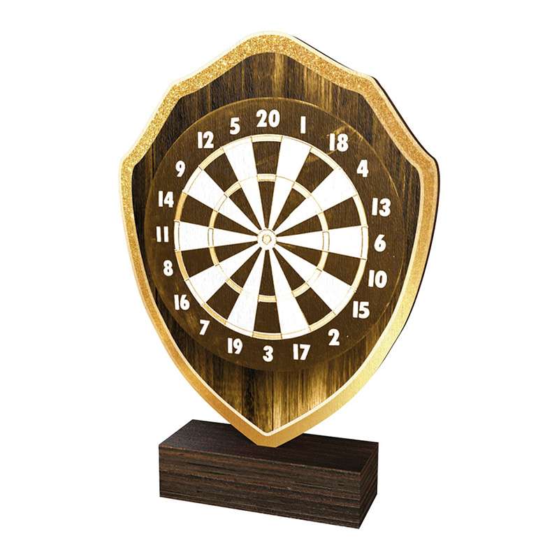 DARTS WOOD SHIELD TROPHY