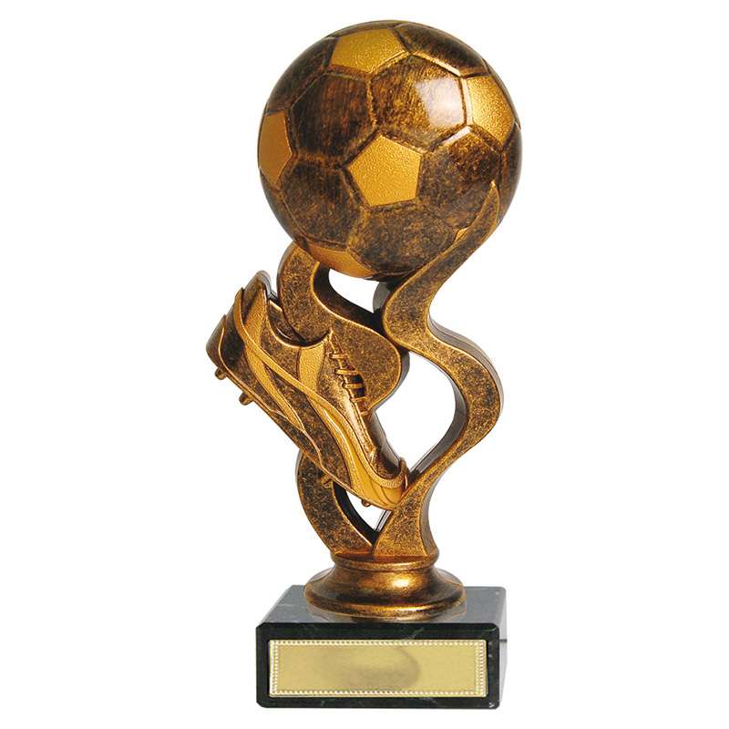 FOOTBALL BOOT AND BALL WAVES TROPHY GOLD