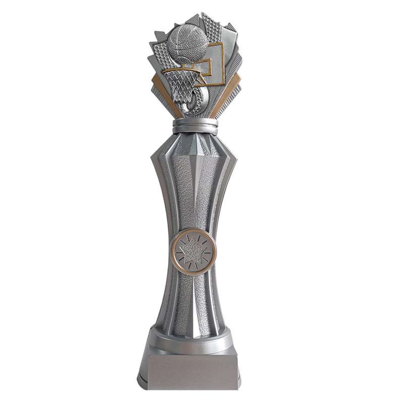 BASKETBALL FACET SILVER RESIN TROPHY