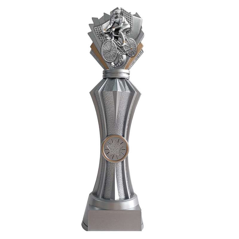 CYCLING FACET SILVER RESIN TROPHY