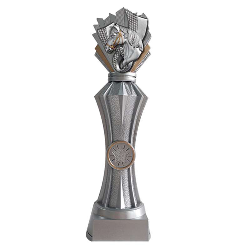 EQUESTRIAN FACET SILVER RESIN TROPHY