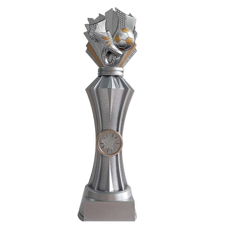 FOOTBALL FACET SILVER RESIN TROPHY