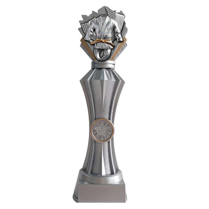 MARTIAL ARTS FACET SILVER RESIN TROPHY