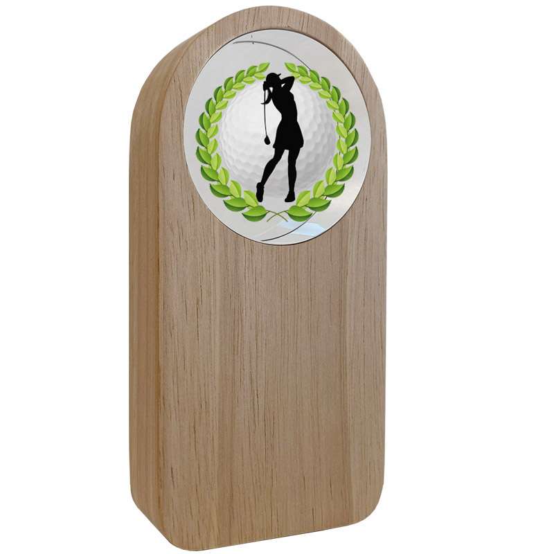 WOOD AND GLASS TROPHY – GOLF FEM
