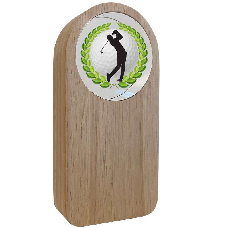 WOOD AND GLASS TROPHY – GOLF MALE