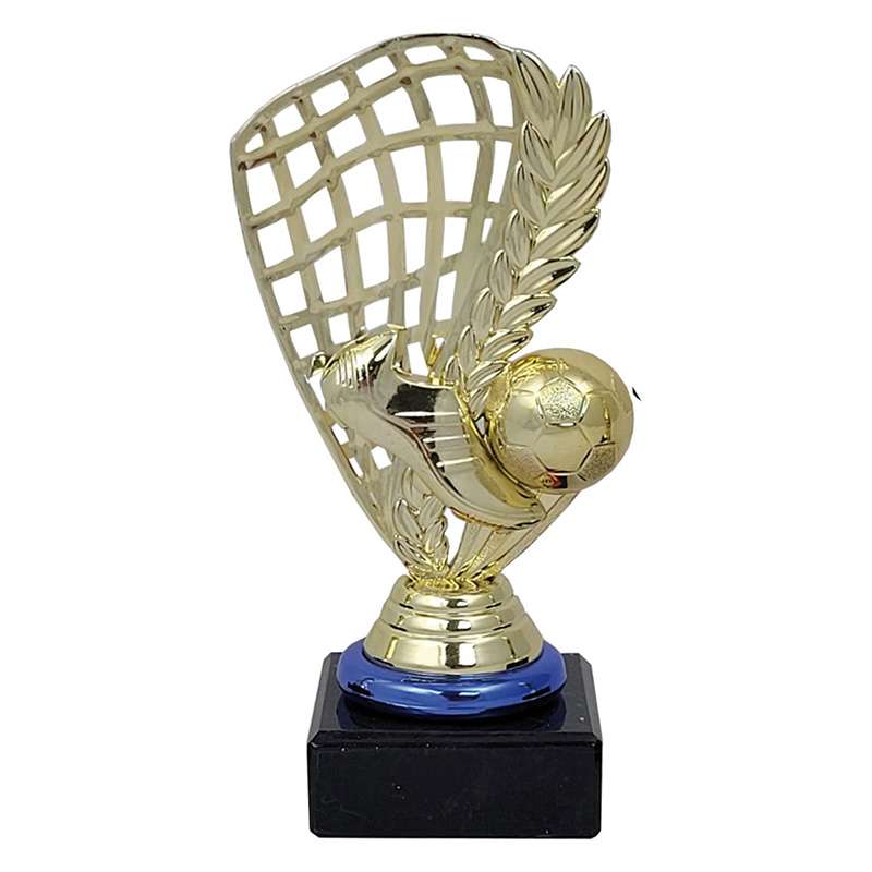 FOOTBALL NET AND BOOT TROPHY COPPER