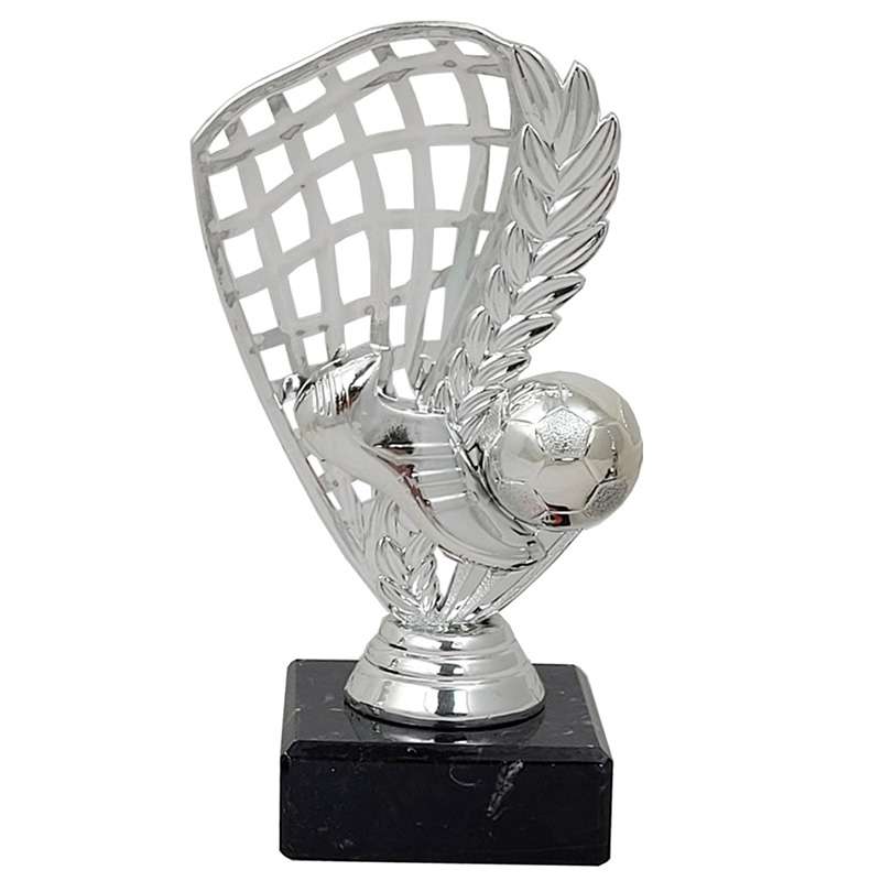 FOOTBALL NET AND BOOT TROPHY SILVER