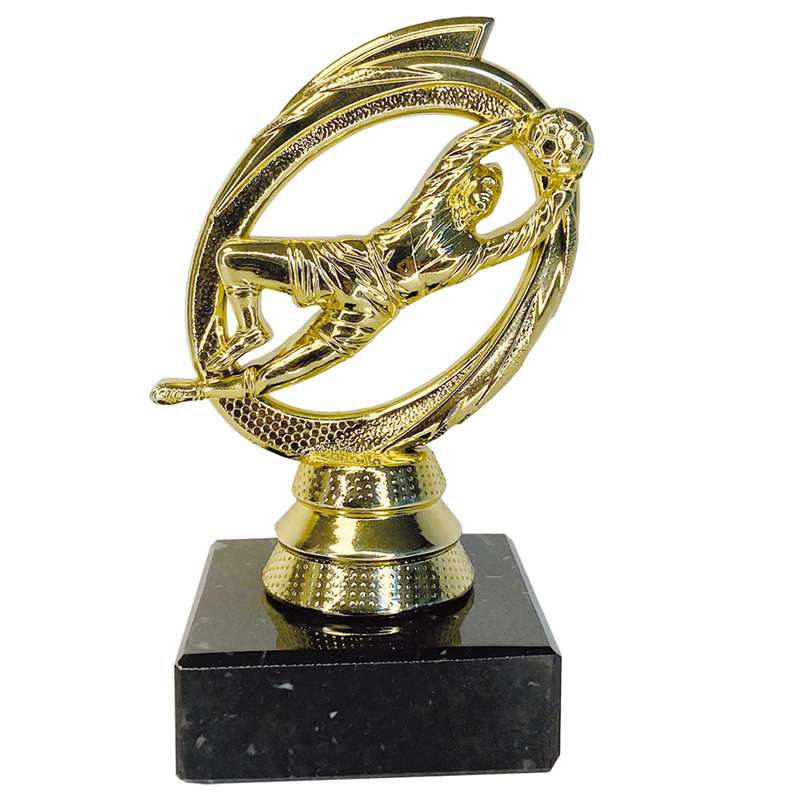 OVAL GILT TROPHY WITH GOAL KEEPER