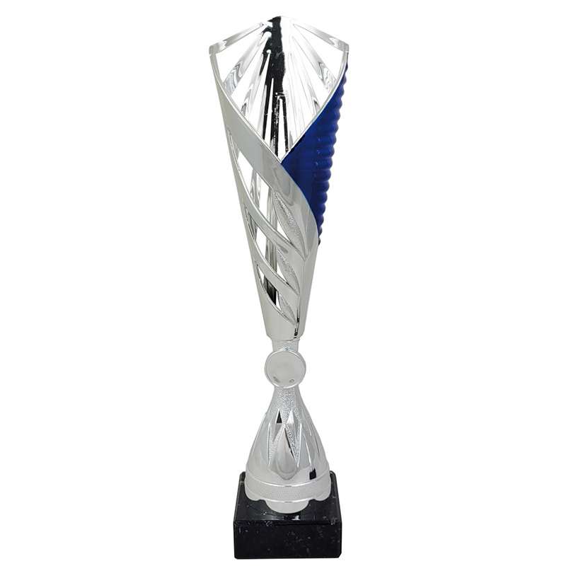 SILVER / BLUE RAYS FLUTED CUP