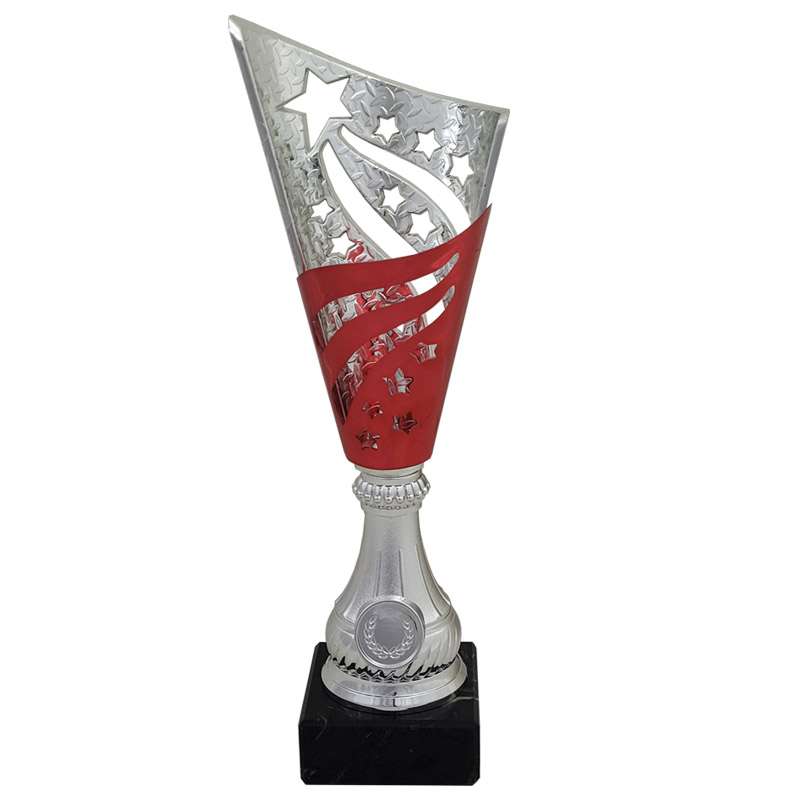 SILVER/GREEN STAR FLUTED CUP