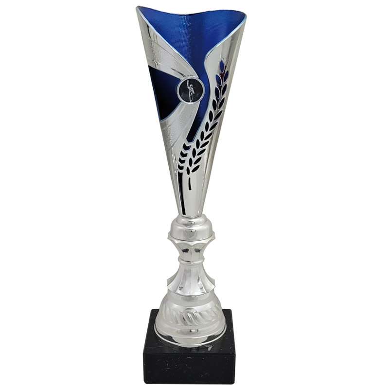 SILVER / BLUE LAUREL FLUTED CUP