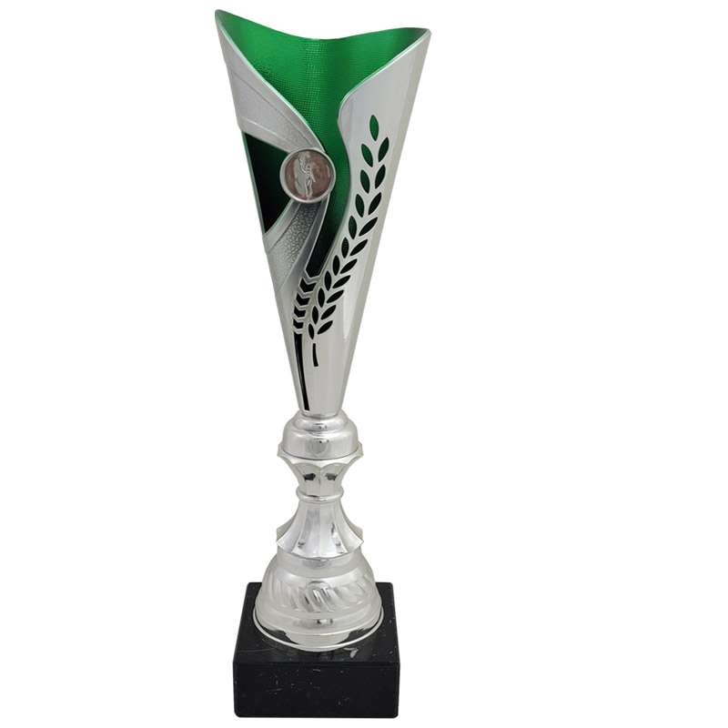 SILVER / GREEN LAUREL FLUTED CUP