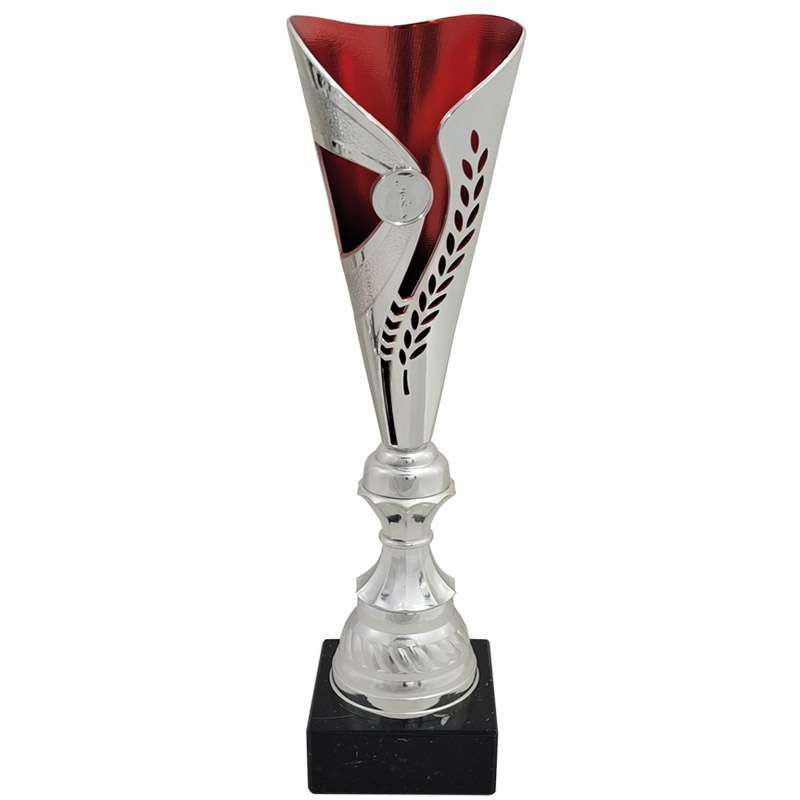 SILVER / RED LAUREL FLUTED CUP