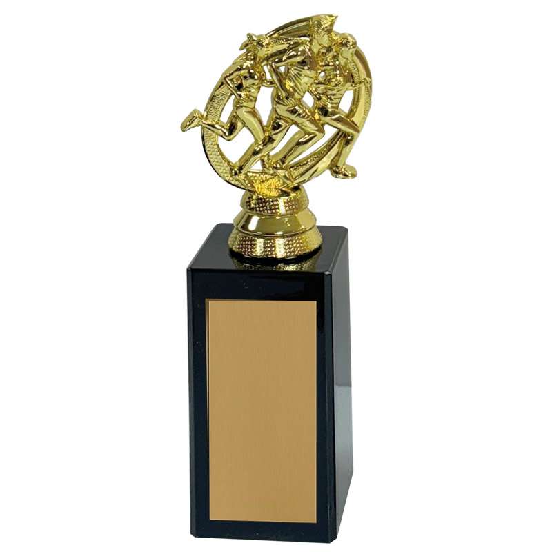 RUNNING GOLD TROPHY ON BLACK BASE