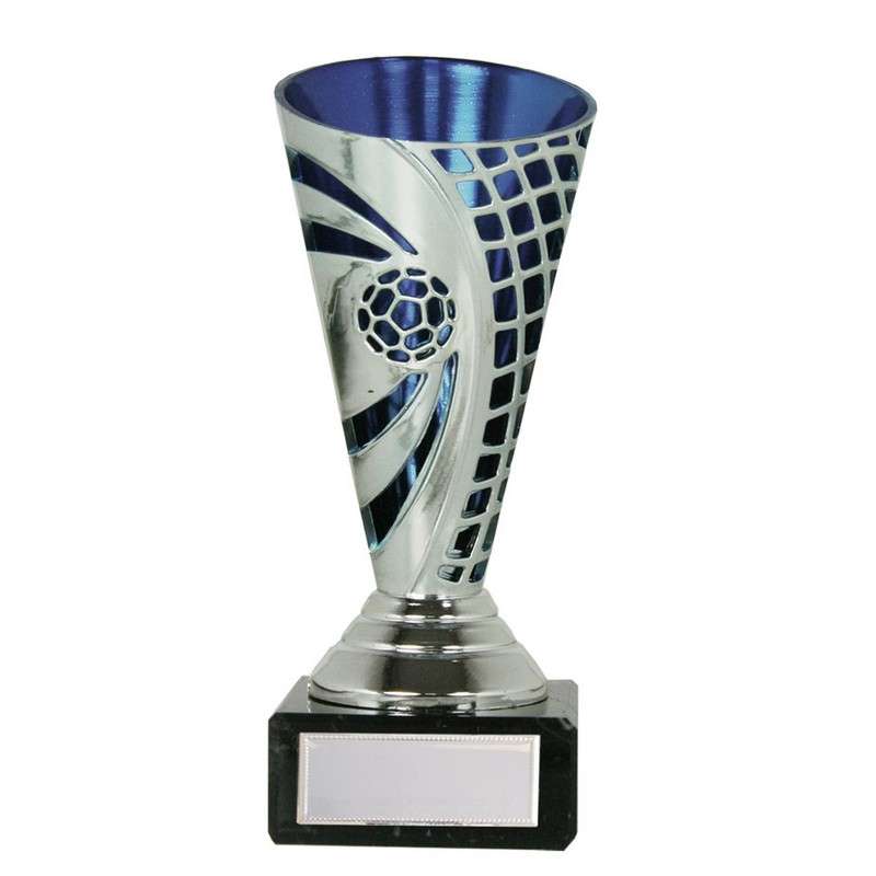 SILVER / BLUE FOOTBALL NET CUP