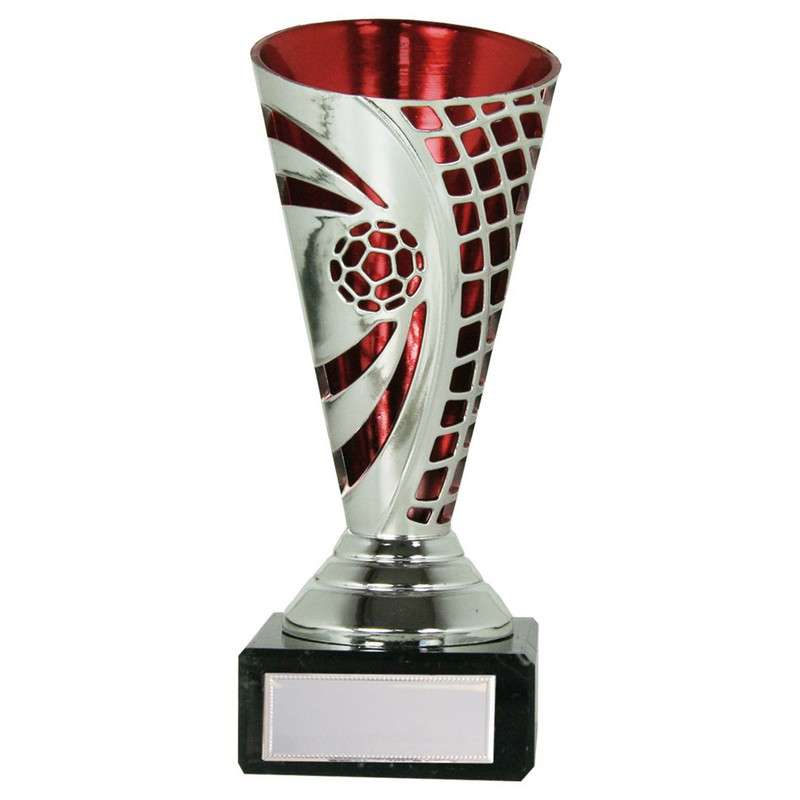 SILVER / RED FOOTBALL NET CUP