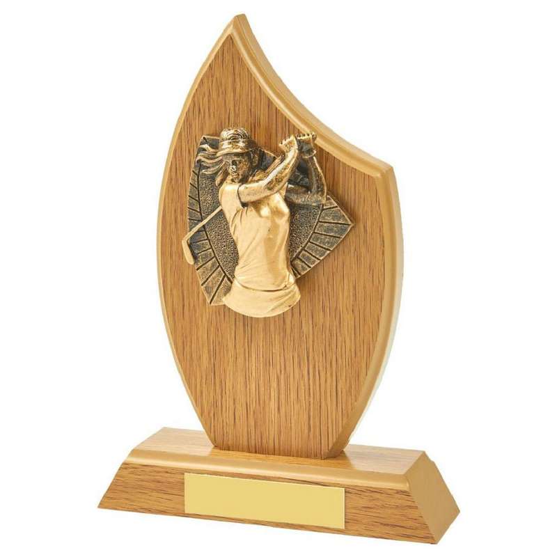 Wood Stand with Female Golf Resin Trim – Light Oak