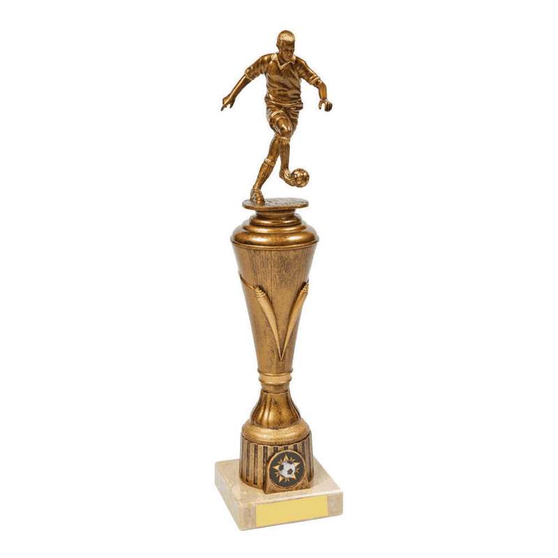 Antique Gold Male Football Pillar Trophy – Ant Gold