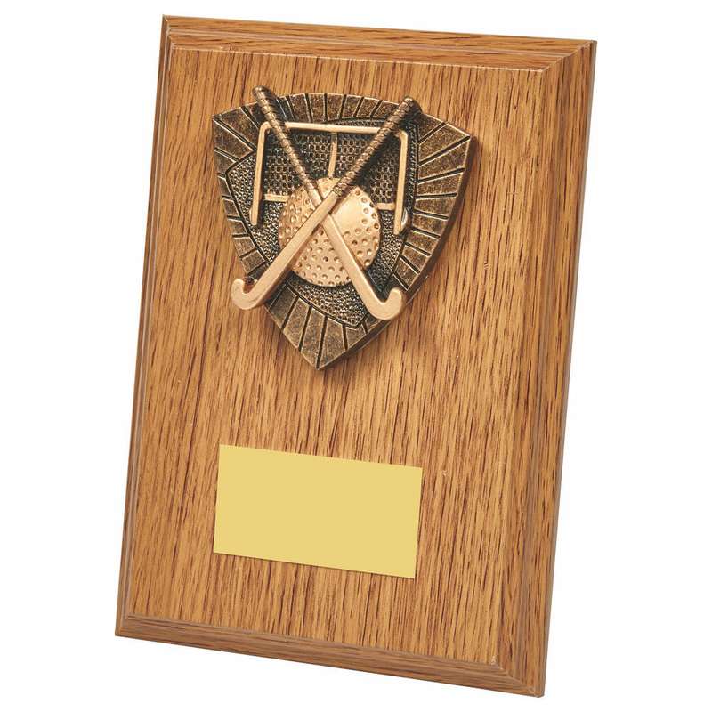 Wood Plaque with Resin Hockey Trim – Light Oak