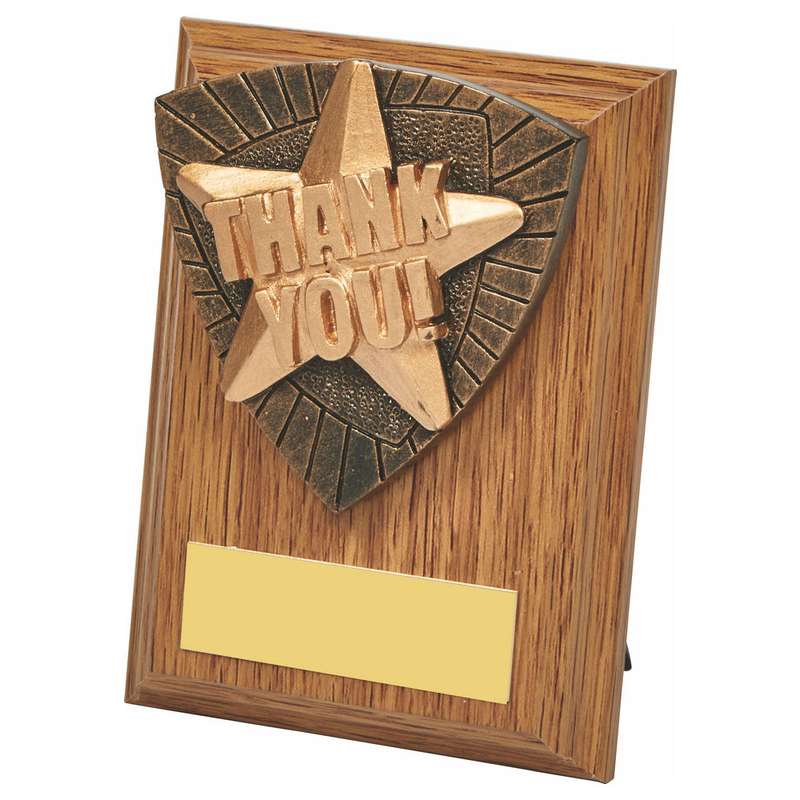 Wood Plaque with Resin Thank You Trim – Light Oak