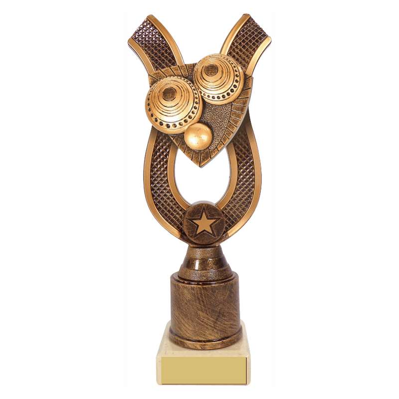 Antique Gold Ribbon Award with Resin Lawn Bowls Trim – Ant Gold