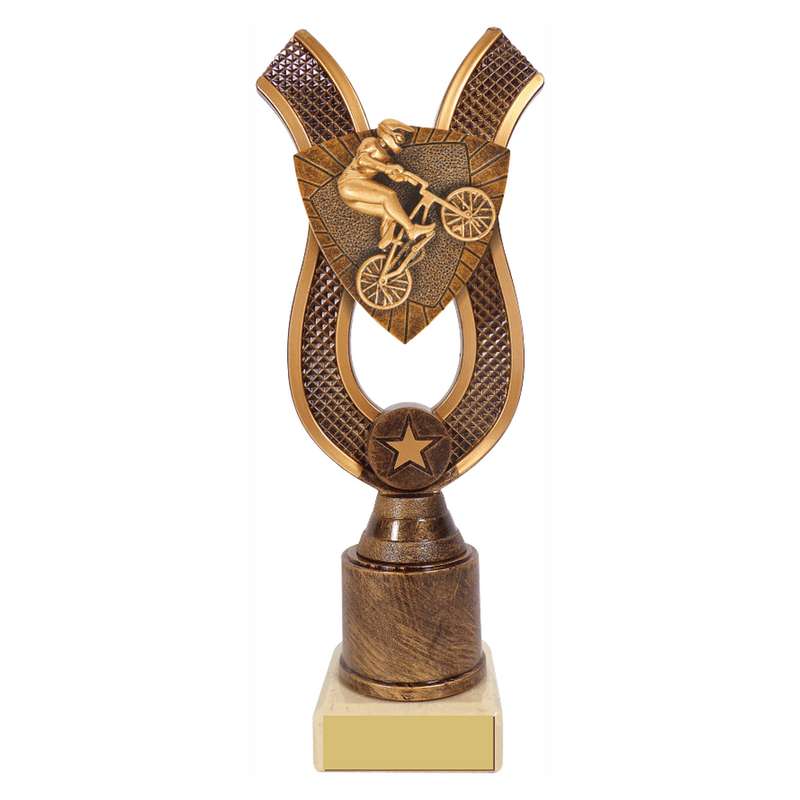 Antique Gold Ribbon Award with Resin BMX Trim – Ant Gold