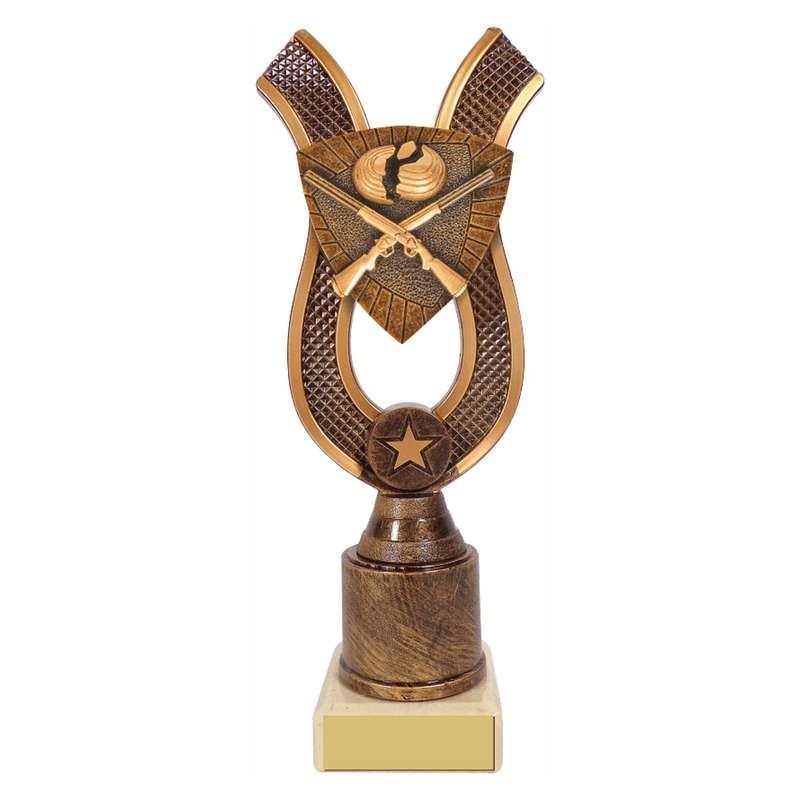 Antique Gold Ribbon Award with Resin Clayshoot Trim – Ant Gold