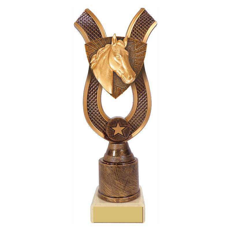 Antique Gold Ribbon Award with Resin Horse Trim – Ant Gold