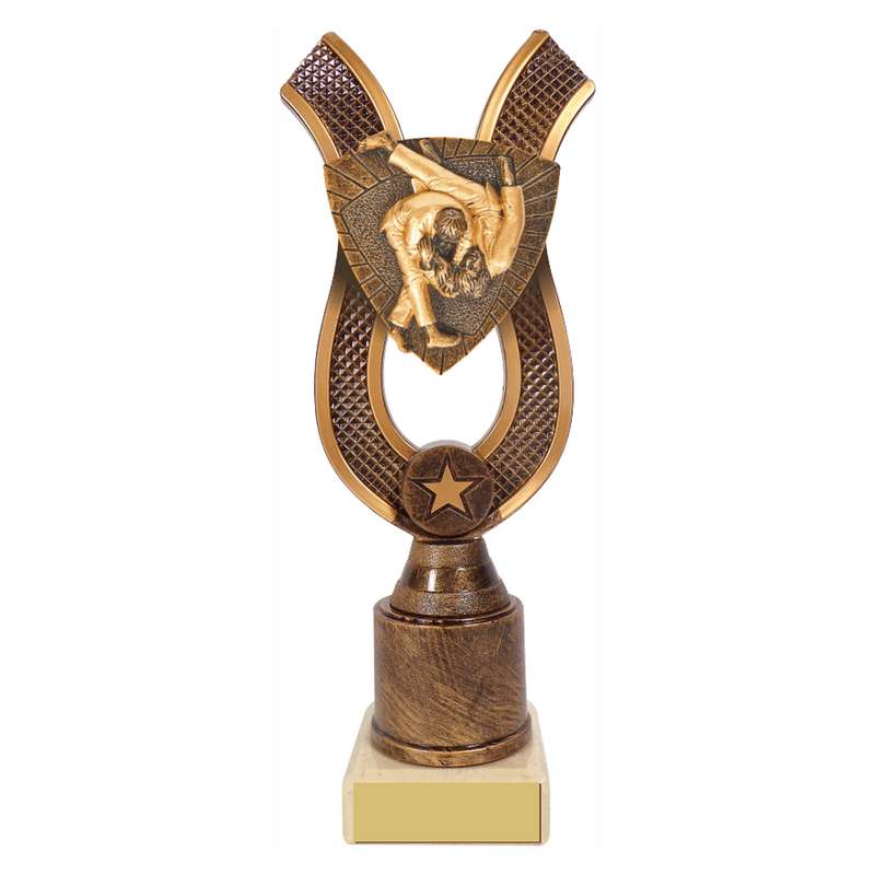 Antique Gold Ribbon Award with Resin Judo Trim – Ant Gold