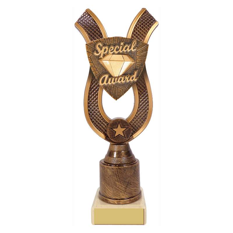 Antique Gold Ribbon Award with Resin Special Award Trim – Ant Gold