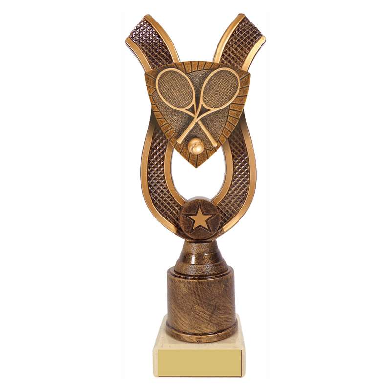 Antique Gold Ribbon Award with Resin Tennis Trim – Ant Gold