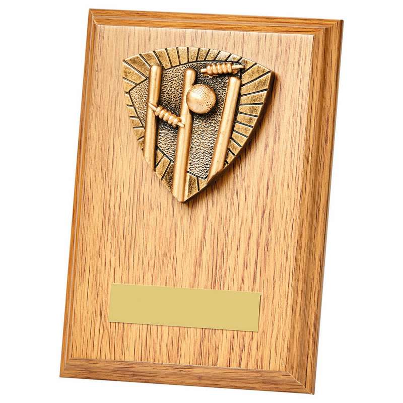 Cricket Stumps Wood Plaque – Light Oak