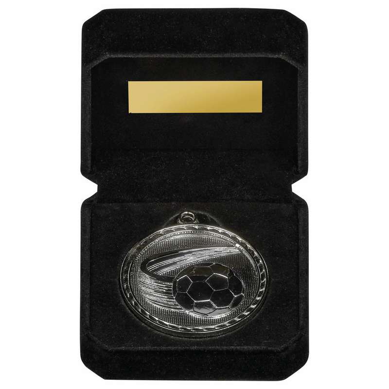 60mm Football Medal in Case – Gold