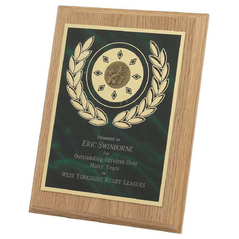 Green Aluminium Front Light Wood Plaque – Light Oak