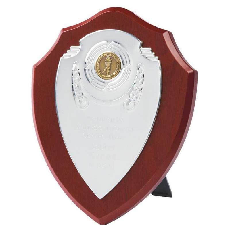 Chrome Fronted Shield – Dark Wood