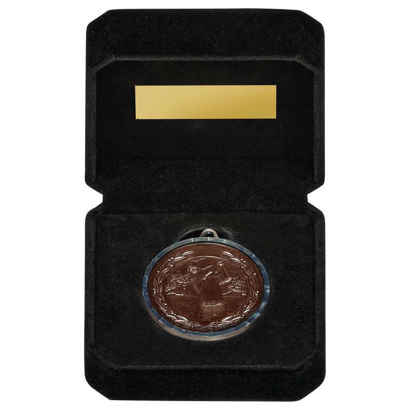 50mm Golf Milled Edge Medal in Luxury Case – Gold