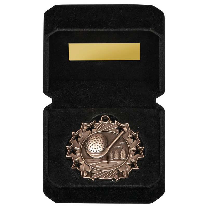 Gold 60mm Male Golf Medal in Luxury Case – Gold