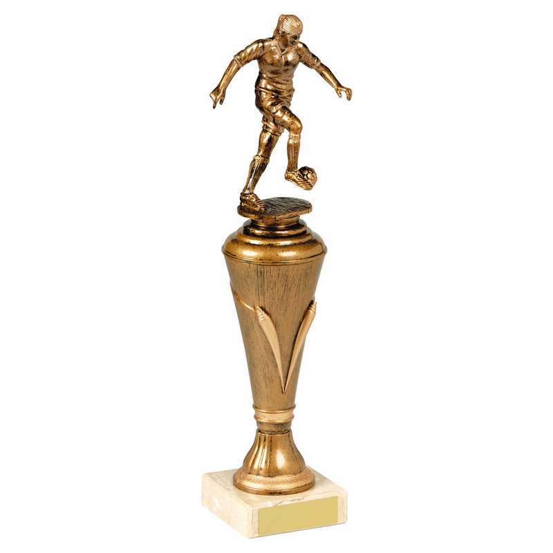 Antique Gold Female Football Pillar Trophy – Ant Gold