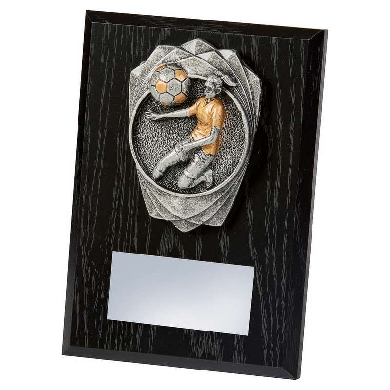 Antique Silver Female Footballer, Black Wood Award – Black