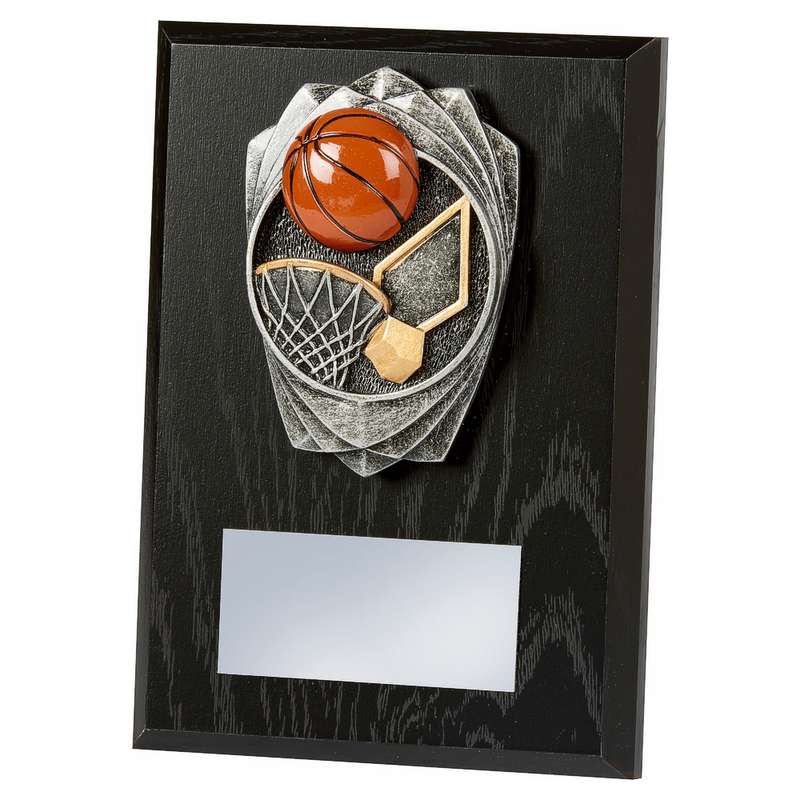 Antique Silver Basketball, Black Wood Award – Black