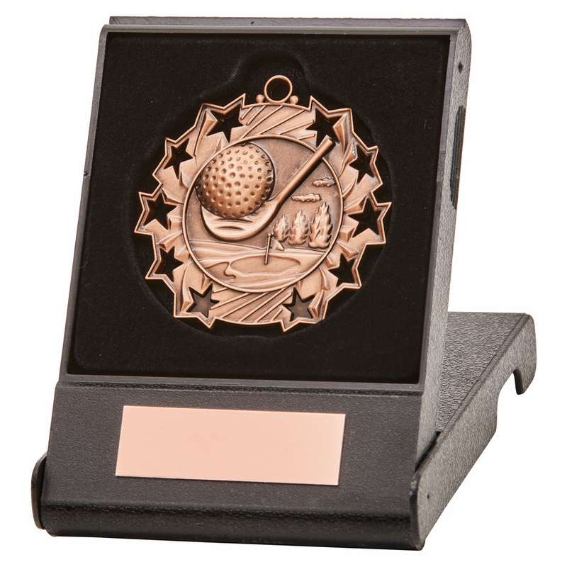 Gold Star Golf Medal in Case – Gold
