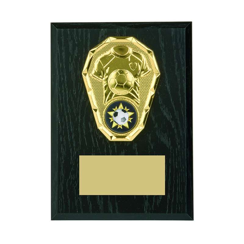 Black Wood Plaque with Football Trim – Gold/Black