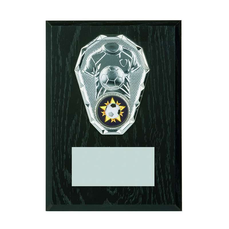 Black Wood Plaque with Football Trim – Silver/Black